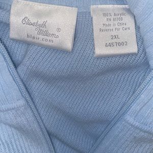 'EW' Half Zip Blue Cashmera Sweater (Plus)